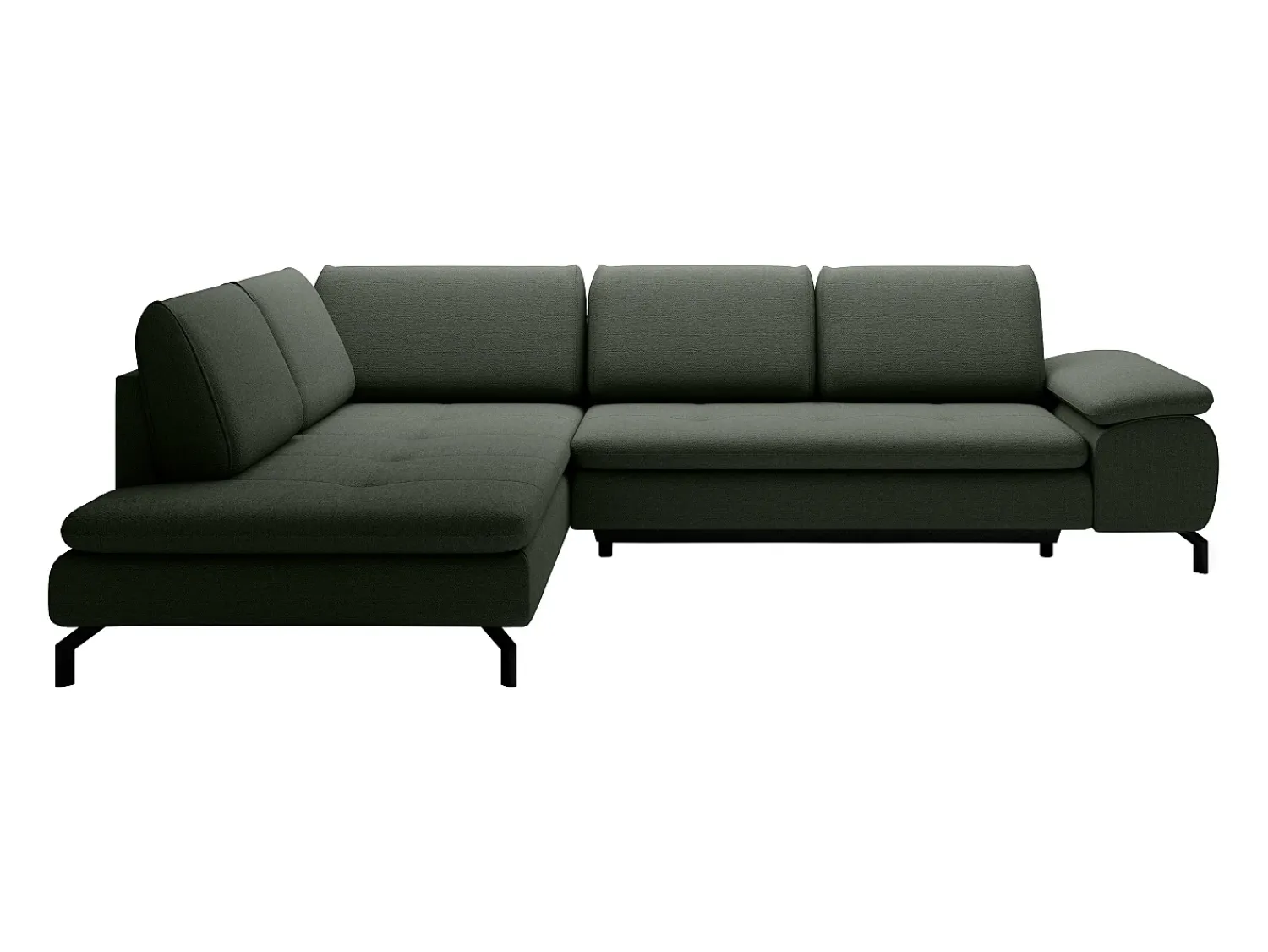 Outlet Vente-unique Grande sofá de canto esquerdo convertível tecido texturizado ARCHIBALD Verde