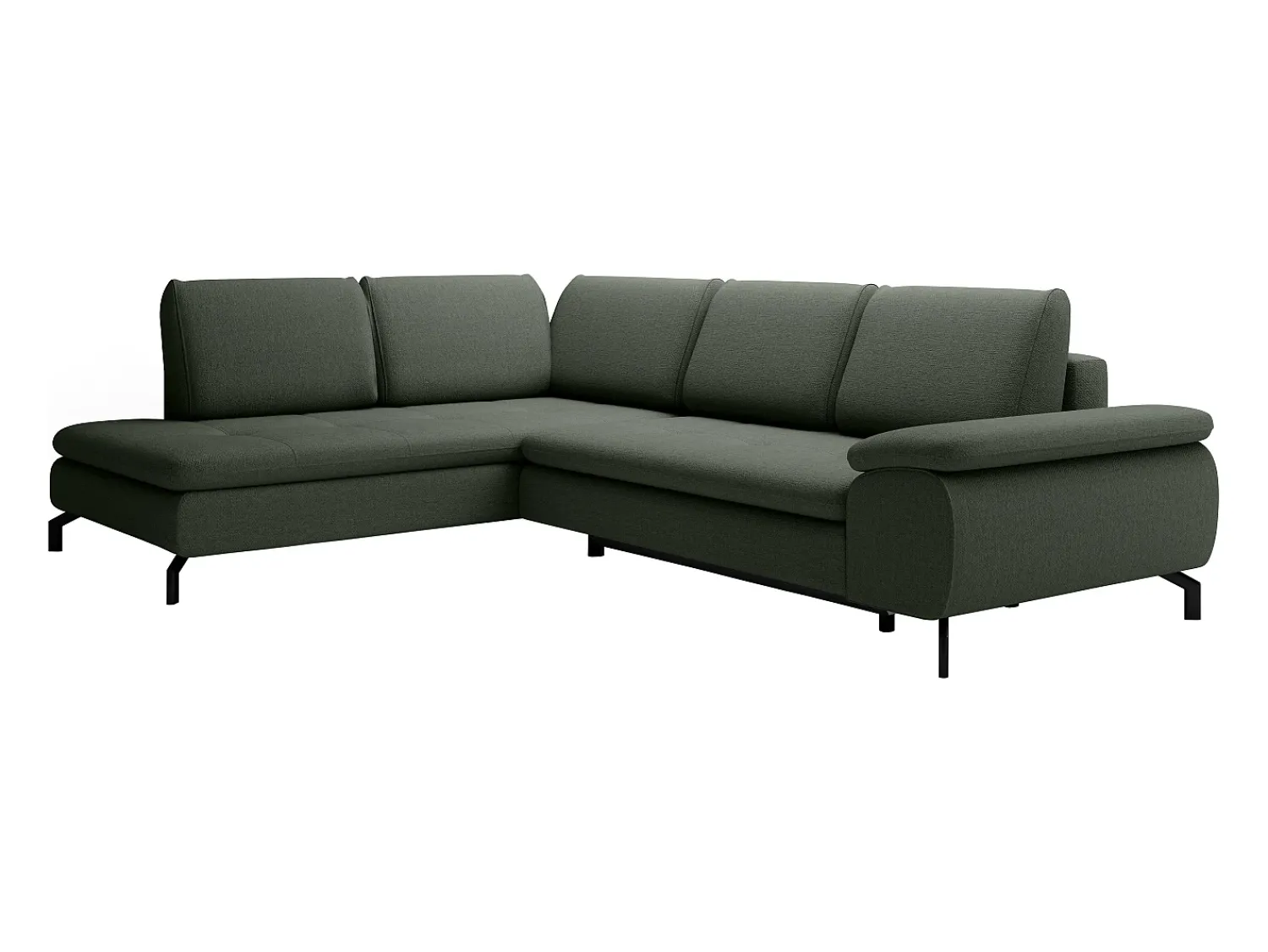 Outlet Vente-unique Grande sofá de canto esquerdo convertível tecido texturizado ARCHIBALD Verde