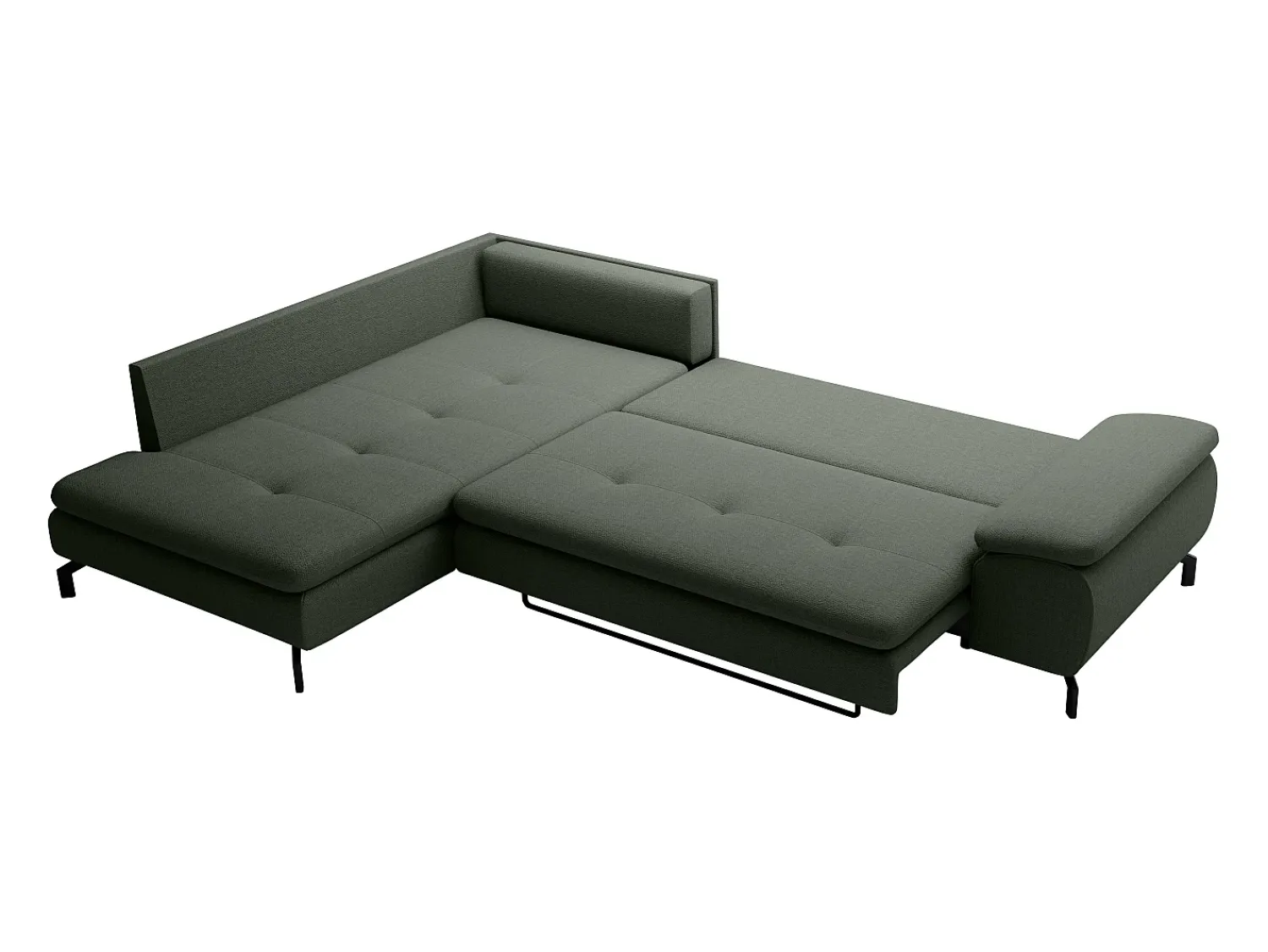 Outlet Vente-unique Grande sofá de canto esquerdo convertível tecido texturizado ARCHIBALD Verde