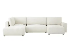 Sofá|Vente-unique Grande sofá de canto esquerdo panorâmico em tecido de chenille CELARO Bege