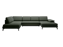 Discount Vente-unique Grande sofá de canto esquerdo panorâmico convertível tecido texturizado ARCHIBALD Verde