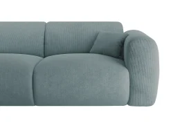 Clearance Maison Céphy Grande sofá de canto esquerdo em veludo canelado estilo design POGNI da Azul