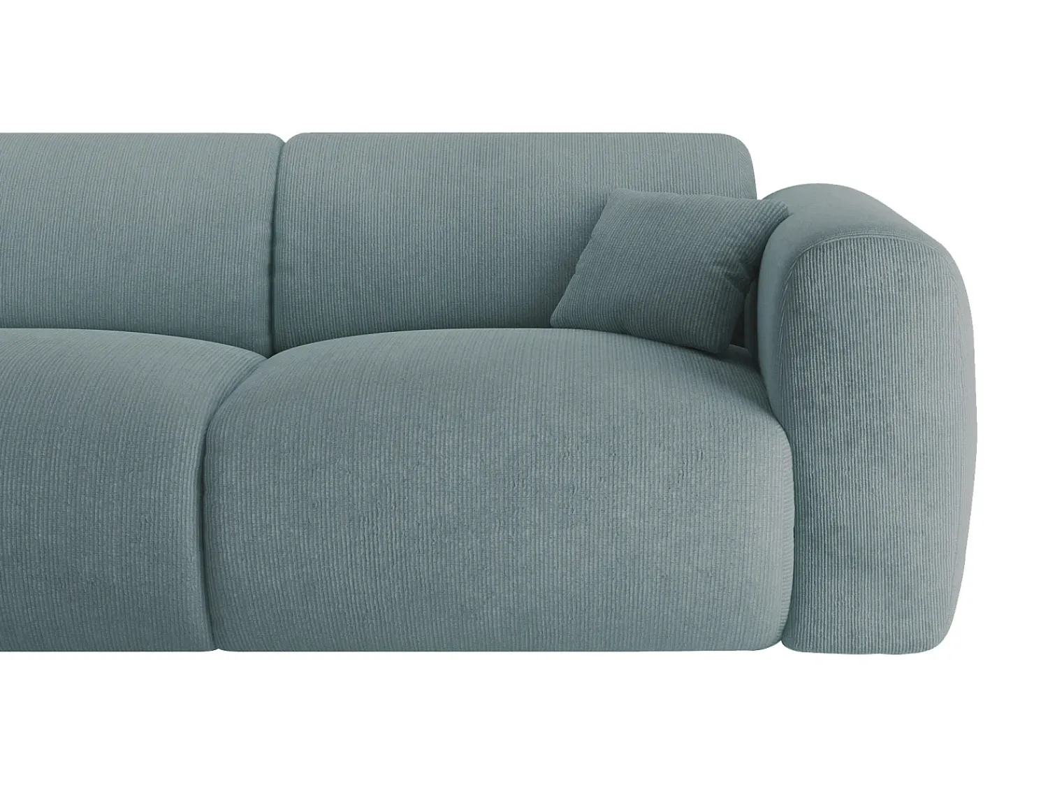 Clearance Maison Céphy Grande sofá de canto esquerdo em veludo canelado estilo design POGNI da Azul