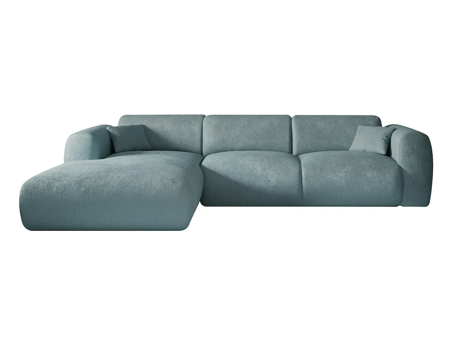 Clearance Maison Céphy Grande sofá de canto esquerdo em veludo canelado estilo design POGNI da Azul