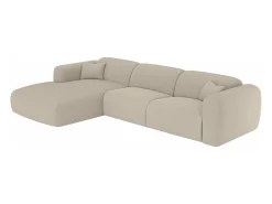 Sale Vente-unique Grande sofá de canto esquerdo conversível abertura rápidao 140 cm em tecido mesclado POGNI Bege