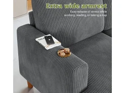 Sofá|DripeX Grande sofá de canto panorâmico - 4 lugares - chaise longue 109cm - de veludo cotelê - 269x140x86 - Cinza Cinzento