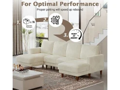 DripeX Grande sofá de canto panorâmico - 4 lugares - chaise longue 109cm - de veludo cotelê - 269x140x86 -^ Sofá