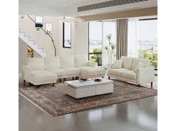 DripeX Grande sofá de canto panorâmico - 4 lugares - chaise longue 109cm - de veludo cotelê - 269x140x86 -^ Sofá