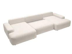 Vente-unique Grande sofá de canto panorâmico convertível em tecido texturizado DAVISO^ Sofá