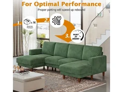 Sale DripeX Grande sofá de canto panorâmico - 4 lugares - chaise longue 109cm - de veludo cotelê - 269x140x86 - Verde