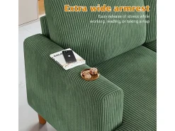 Sale DripeX Grande sofá de canto panorâmico - 4 lugares - chaise longue 109cm - de veludo cotelê - 269x140x86 - Verde