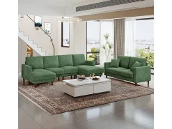 Sale DripeX Grande sofá de canto panorâmico - 4 lugares - chaise longue 109cm - de veludo cotelê - 269x140x86 - Verde