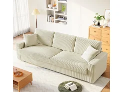 Sofá*DripeX Grande sofá em veludo canelado com 2 almofadas - - 256 x 89 x 88 cm Bege