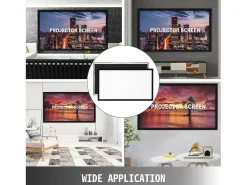 Grande Tela de Projeção HD SucceBuy, 279 cm, Tela de Projetor 16:9, Moldura 3D de Liga de Alumínio, para Projetores de Vídeo Externos e Domésticos^ Móvel De Tv