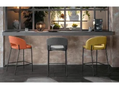 Banco*Homemania Greta - Banqueta de tecido laranja - Conjunto de 2 peças Cor de laranja