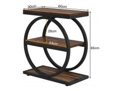 Mesa De Apoio|Tribesigns Guarda - coisas estreita com 3 níveis, Mesa de sala em madeira com estrutura em metal preto, Mesa baixa industrial para sofá Castanho