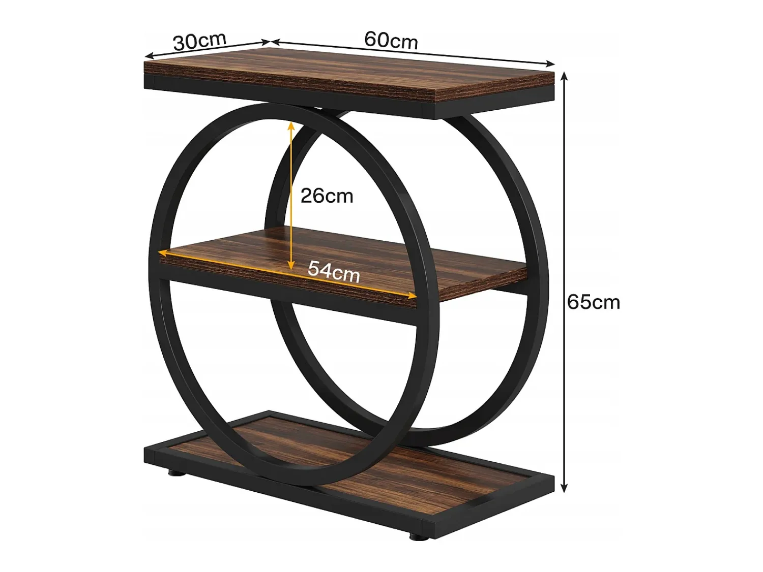 Mesa De Apoio|Tribesigns Guarda - coisas estreita com 3 níveis, Mesa de sala em madeira com estrutura em metal preto, Mesa baixa industrial para sofá Castanho