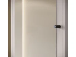 Guarda roupa moderna 90 cm roupeiro de entrada com espelho prateleiras e varão mate caxemira Bege