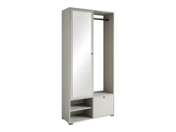 Guarda roupa moderna 90 cm roupeiro de entrada com espelho prateleiras e varão mate caxemira Bege