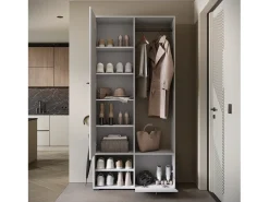 Guarda roupa moderna 90 cm roupeiro de entrada com espelho prateleiras e varão mate^ Móvel De Entrada