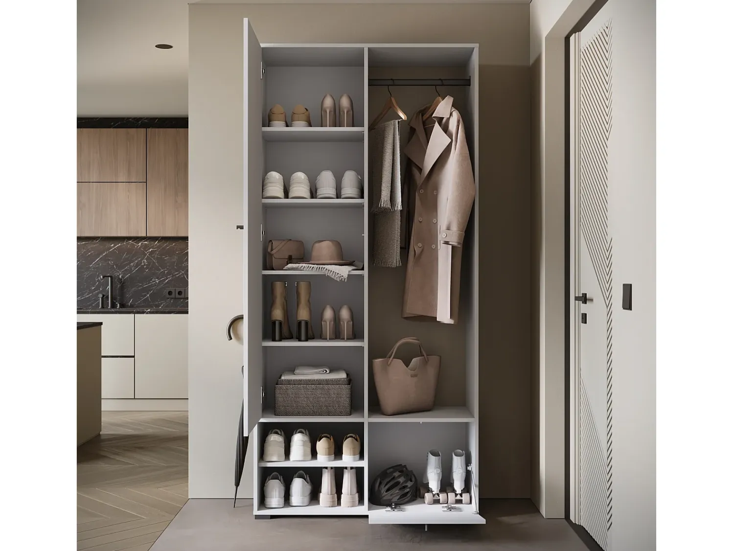 Guarda roupa moderna 90 cm roupeiro de entrada com espelho prateleiras e varão mate^ Móvel De Entrada