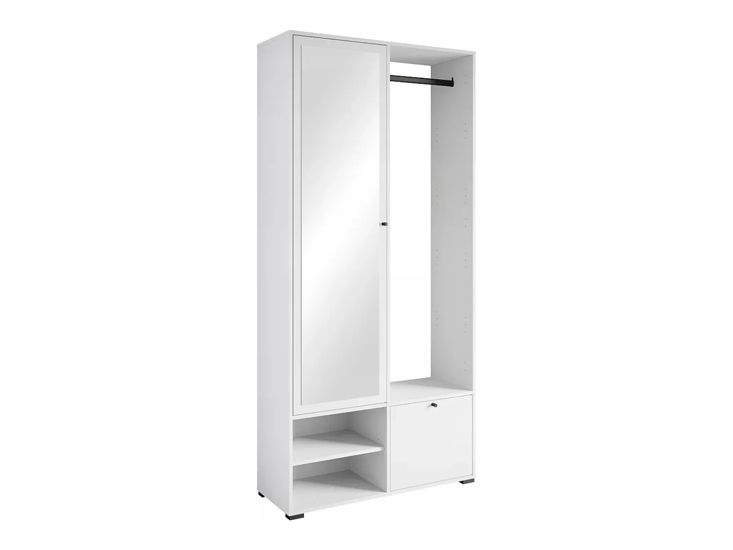 Guarda roupa moderna 90 cm roupeiro de entrada com espelho prateleiras e varão mate^ Móvel De Entrada