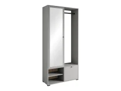 Móvel De Entrada* Guarda roupa moderna 90 cm roupeiro de entrada com espelho prateleiras e varão mate pallad Cinzento