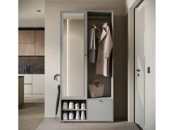 Móvel De Entrada* Guarda roupa moderna 90 cm roupeiro de entrada com espelho prateleiras e varão mate pallad Cinzento