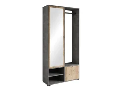 Móvel De Entrada* Guarda roupa moderna 90 cm roupeiro de entrada com espelho prateleiras e varão mate matera kastanien breslau Cinza antracite / Natural escuro