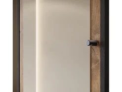 Móvel De Entrada* Guarda roupa moderna 90 cm roupeiro de entrada com espelho prateleiras e varão mate matera kastanien breslau Cinza antracite / Natural escuro