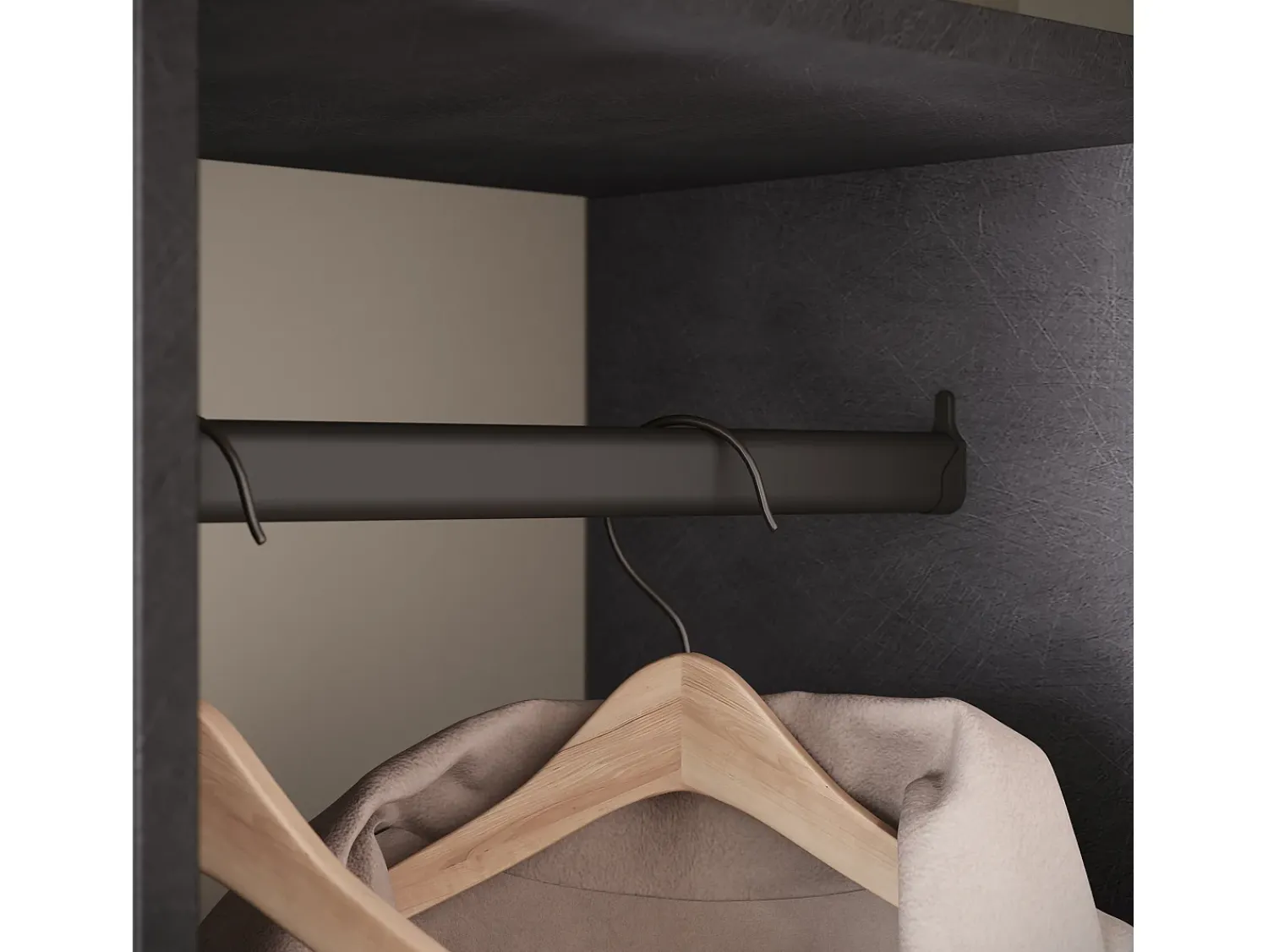 Móvel De Entrada* Guarda roupa moderna 90 cm roupeiro de entrada com espelho prateleiras e varão mate matera kastanien breslau Cinza antracite / Natural escuro