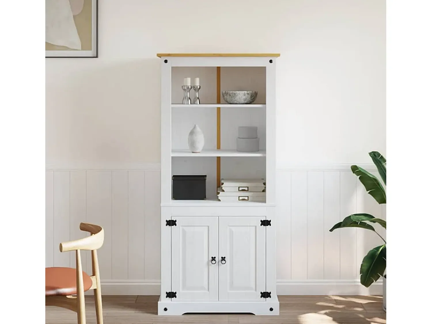 Biblioteca|vidaxl Guarda-louças Corona em pinho mexicano 80x40x170 cm Branco