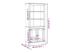 Biblioteca|vidaxl Guarda-louças Corona Range em pinho mexicano 80x40x170 cm Natural claro