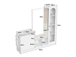 Merax Guarda-roupa 6 em 1 - 163 x 35 x 161 cm - espelho + banco e sapateira + vitrina + LEDs - aglomerado -^ Móvel De Entrada