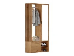 Móvel De Entrada*Merax Guarda-roupa 6 em 1 - 100 x 33 x 190 cm - com espelho + cabideiro + 2 portas - aglomerado - natural Natural claro