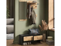 Móvel De Entrada|Vicco Guarda-roupa antracite/artesanal 90x30.1x40 selena Preto