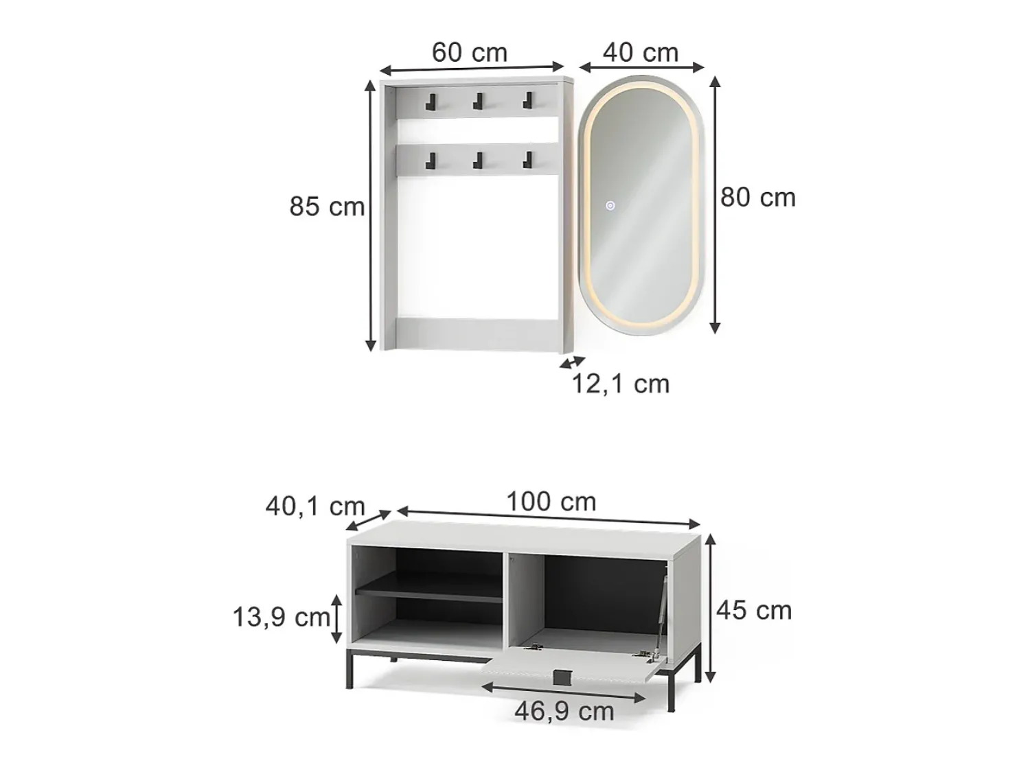 Móvel De Entrada|Vicco Guarda-roupa 100x40x45 eliza Branco