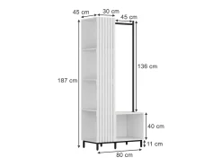 Móvel De Entrada*Vicco Guarda-roupa 80x45x187 zinto Branco