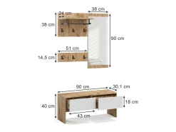 Móvel De Entrada*Vicco Guarda-roupa /artesanal 90x30.1x40 selena Branco