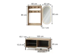 Móvel De Entrada*Vicco Guarda-roupa carvalho viking 100x40x45 eliza Natural escuro