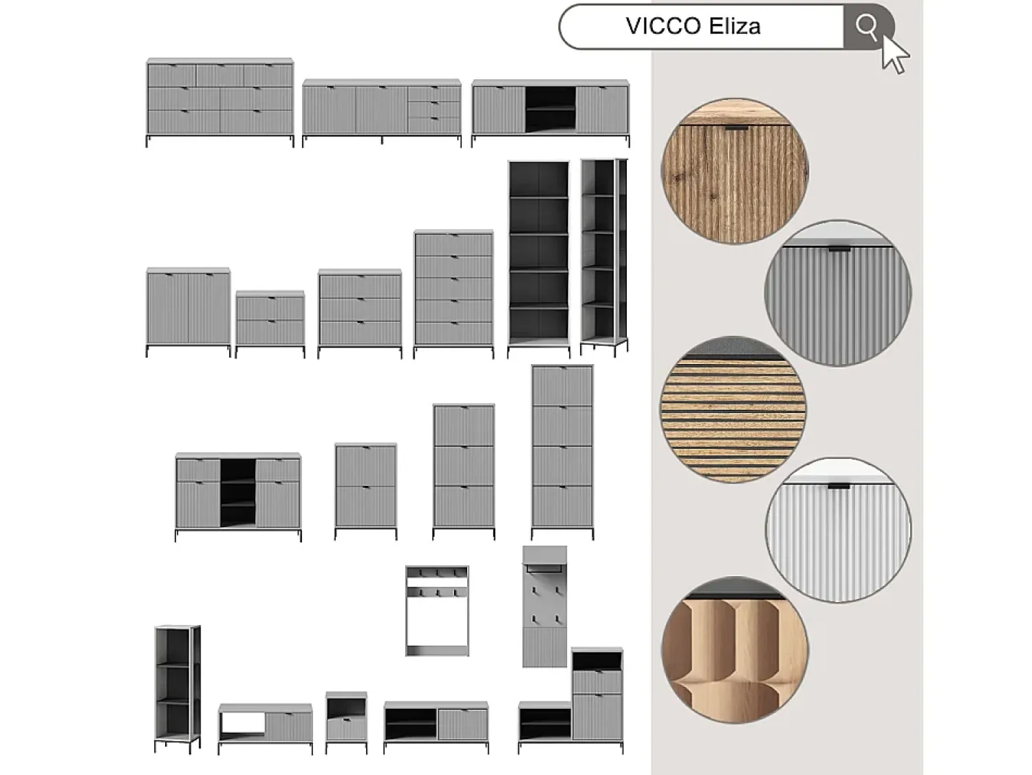 Móvel De Entrada*Vicco Guarda-roupa carvalho viking 100x40x45 eliza Natural escuro