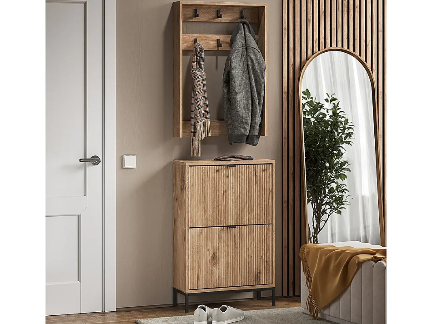 Outlet Vicco Guarda-roupa carvalho viking 60x24x92 eliza Natural escuro