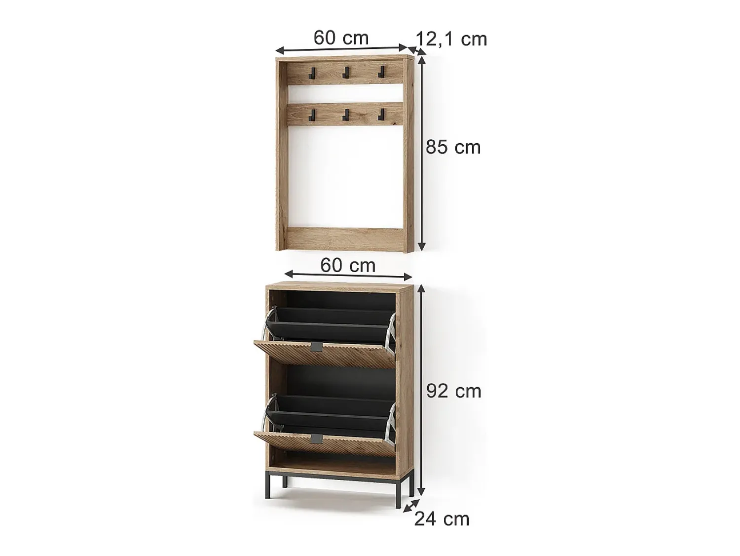 Outlet Vicco Guarda-roupa carvalho viking 60x24x92 eliza Natural escuro