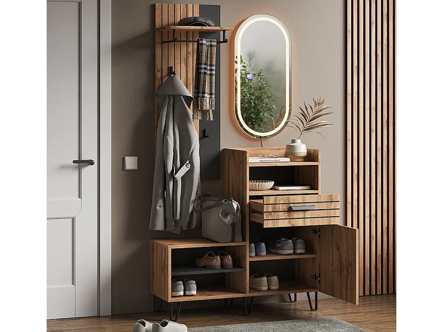 Móvel De Entrada*Vicco Guarda-roupa carvalho wotan 100x38x100 amber Natural escuro