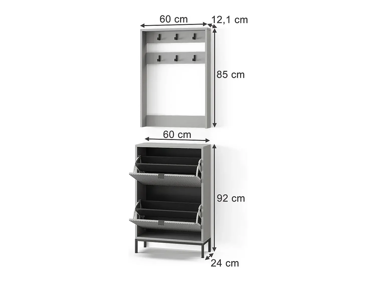Móvel De Entrada|Vicco Guarda-roupa cinza 60x24x92 eliza Cinzento