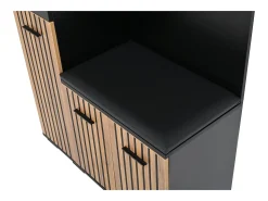 Merax Guarda-roupa com 2 ganchos - 80 x 35 x 175 cm - com banco para sapatos + armário + 1 gaveta - aglomerado -^ Móvel De Entrada