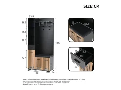 Merax Guarda-roupa com 2 ganchos - 80 x 35 x 175 cm - com banco para sapatos + armário + 1 gaveta - aglomerado -^ Móvel De Entrada