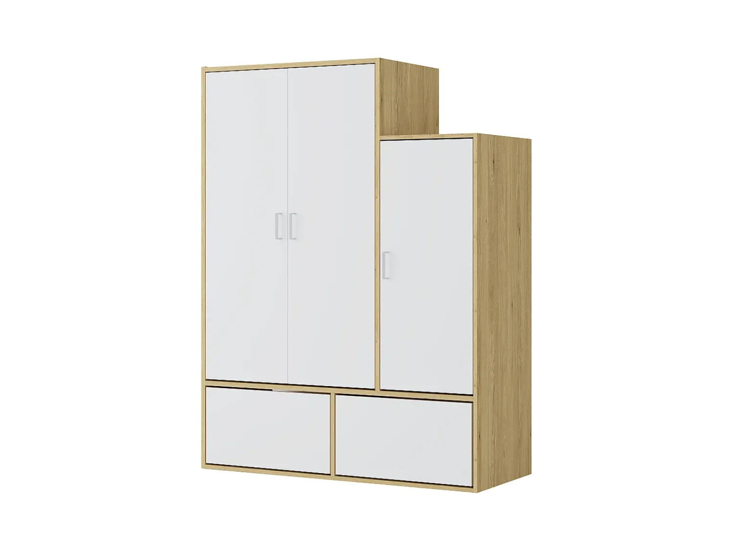 Vente-unique Guarda-roupa com 3 portas, barra pendurados e 2 compartimentos branco e natural - NYVELA^ Móvel De Entrada