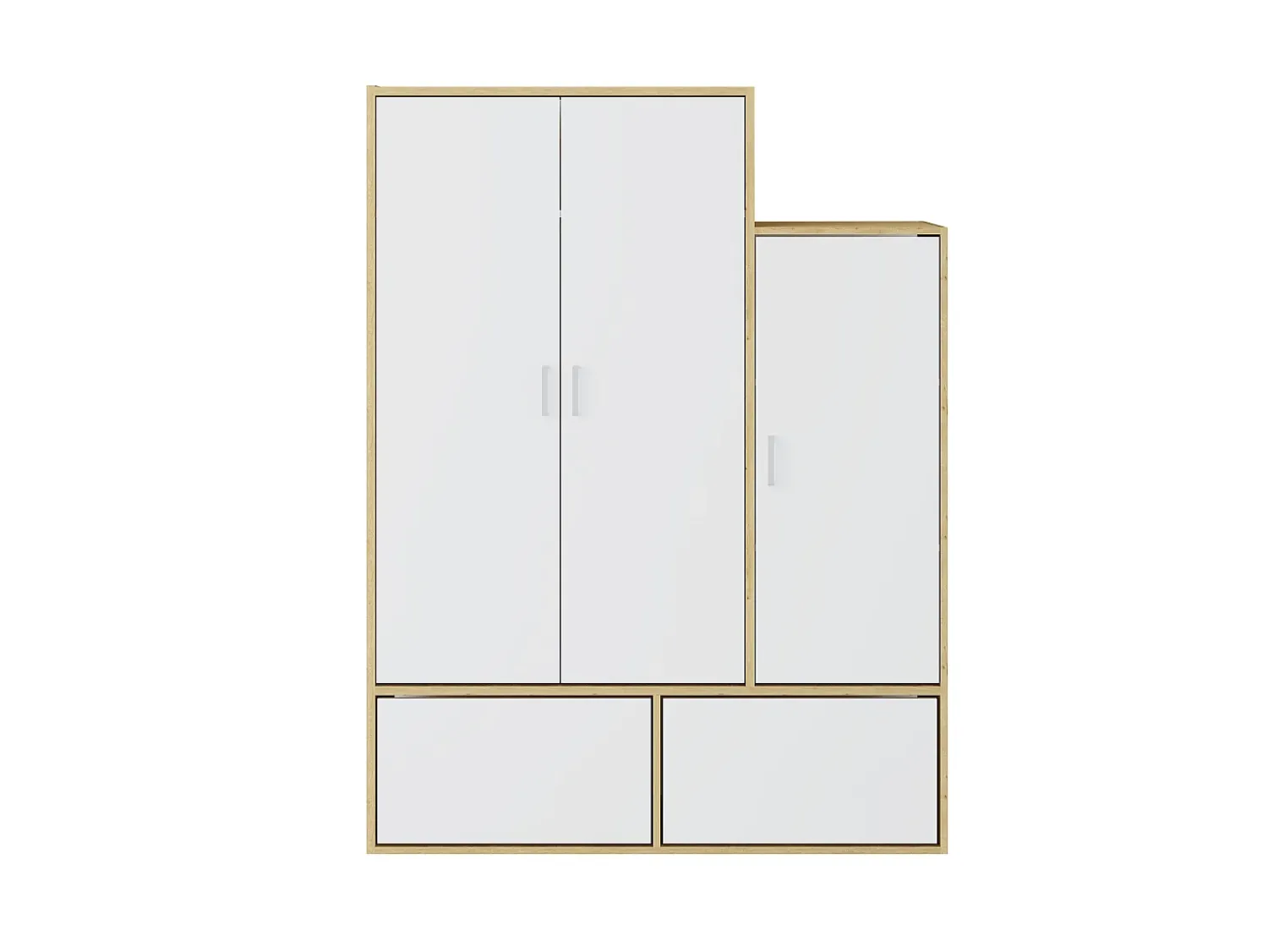 Vente-unique Guarda-roupa com 3 portas, barra pendurados e 2 compartimentos branco e natural - NYVELA^ Móvel De Entrada
