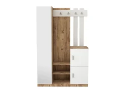 Móvel De Entrada|Vente-unique Guarda-roupa com 3 portas e 1 espelho - Branco e natural - MIROTA Natural claro / Branco